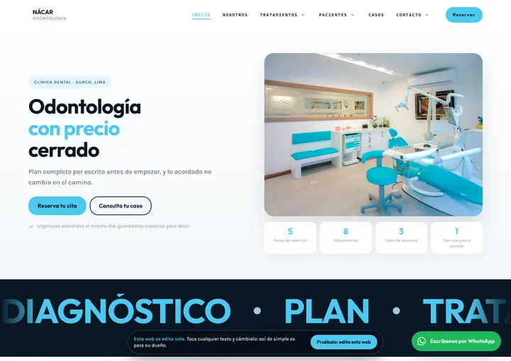 Portada del sitio de muestra de NÁCAR ODONTOLOGÍA