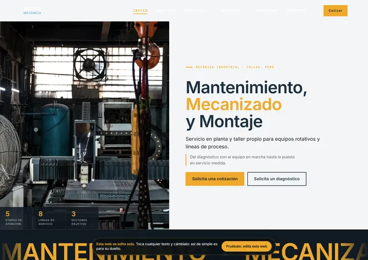 Portada del sitio de muestra de VECTOR MECÁNICA