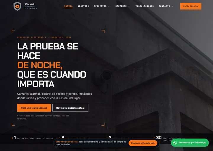 Portada del sitio de muestra de ATALAYA SEGURIDAD ELECTRÓNICA